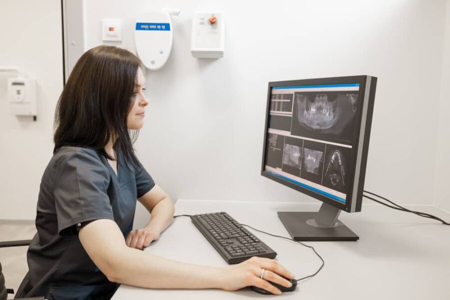 Doctor Looks at Digital Radiology