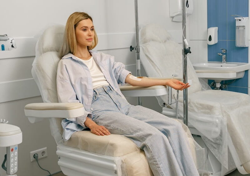 Woman Patient Receiving IV Therapy